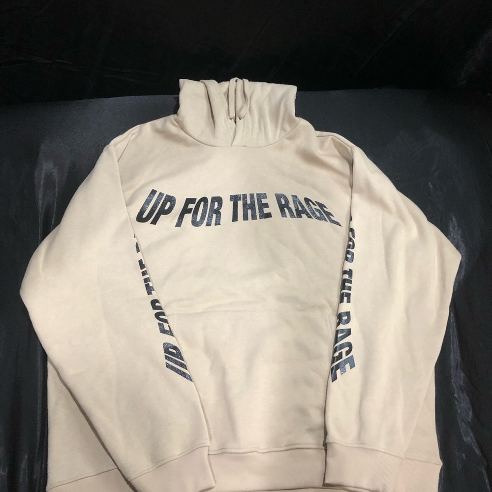 Forever 21 Cream Turtleneck Sweater with Graphic Details